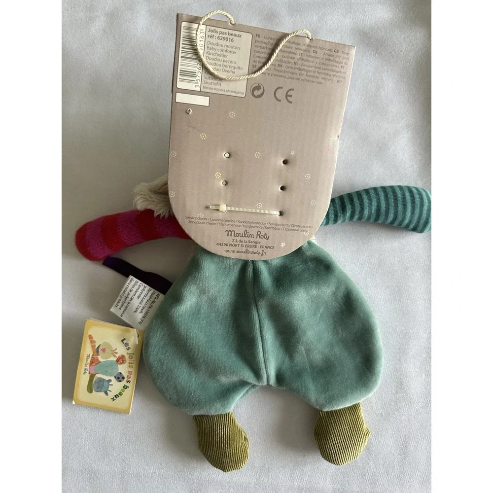 NWT Moulin Roty Lovey Security Plush Sheep Lamb Les Jolis Pas Beaux Baby Comfort